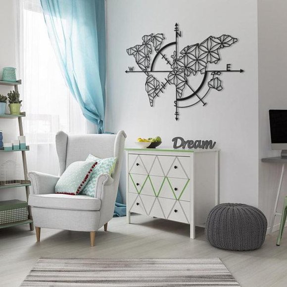 Map of Life S - Metal World Map, Wall Hanging - Picture 3 of 9